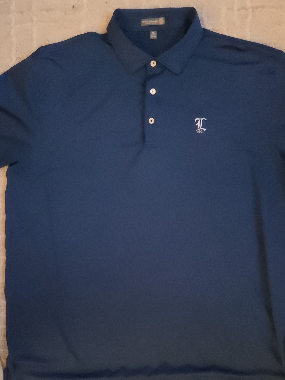 Peter Millar Summer Comfort Golf Polo Navy Blue XL Tuxedo Club 1901 Crest
